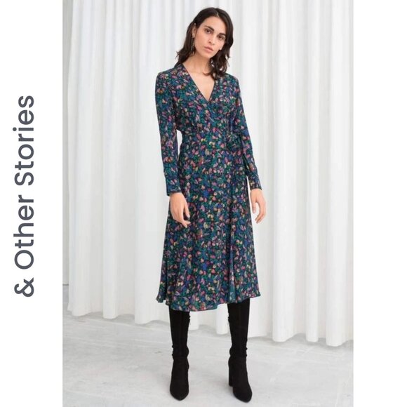 & Other Stories I  Tropical Jungle Animal Print Wrap Dress I Size EUR 38, US 6 - Picture 1 of 5